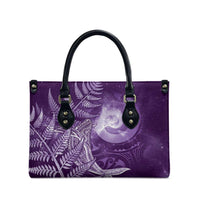 New Zealand Matariki Leather Bag Maori Koru With Humpback Whale Purple