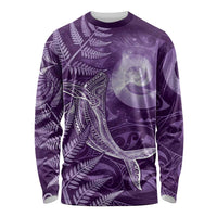 New Zealand Matariki Long Sleeve Shirt Maori Koru With Humpback Whale Purple LT05 Unisex Purple - Polynesian Pride
