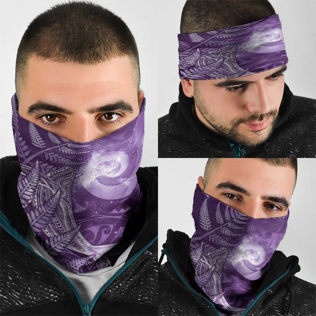 New Zealand Matariki Neck Gaiter Maori Koru With Humpback Whale Purple LT05 - Polynesian Pride