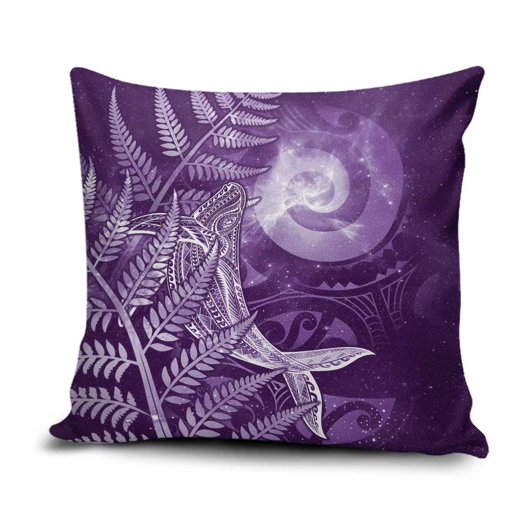 New Zealand Matariki Pillow Cover Maori Koru With Humpback Whale Purple LT05 Purple - Polynesian Pride