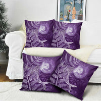 New Zealand Matariki Pillow Cover Maori Koru With Humpback Whale Purple LT05 - Polynesian Pride