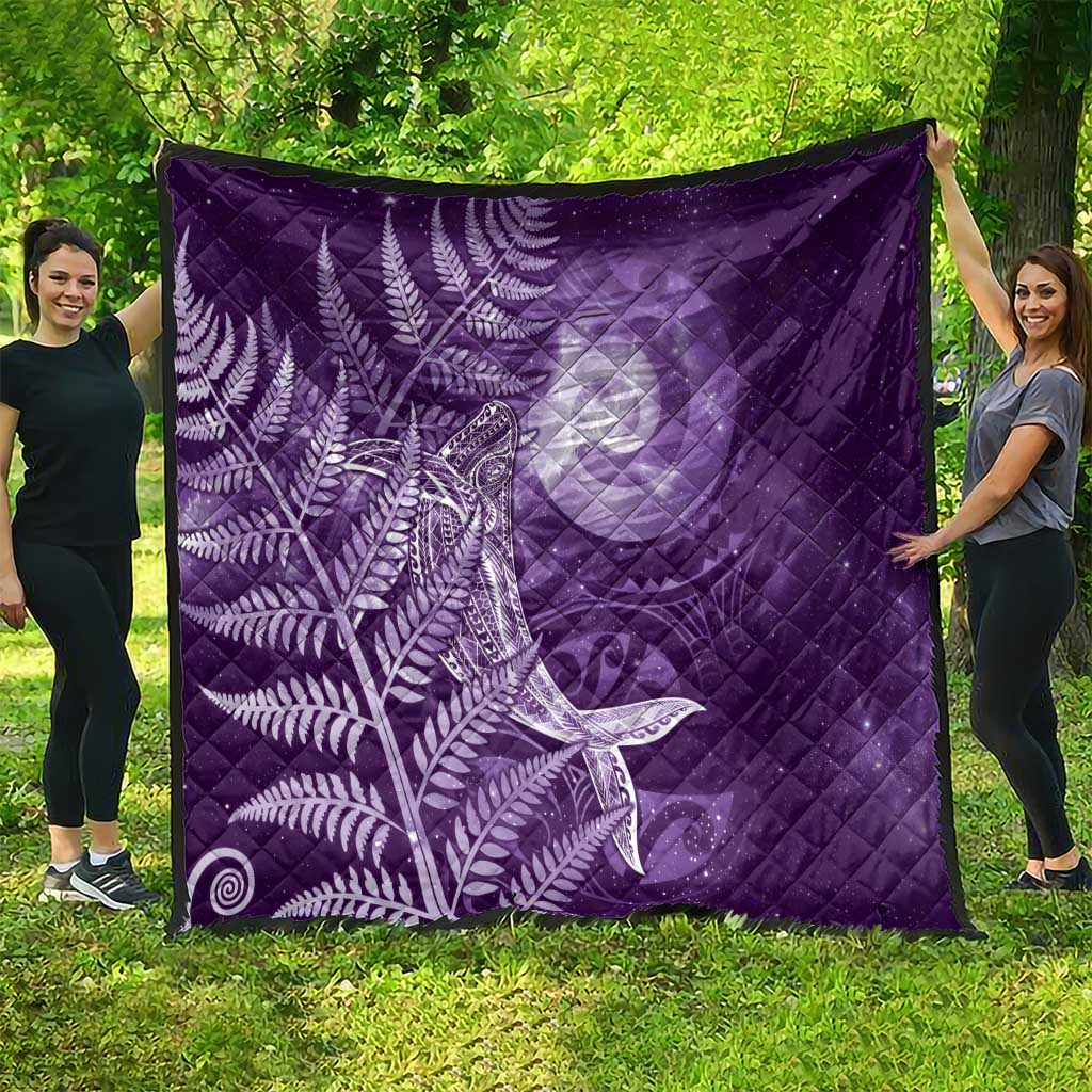 New Zealand Matariki Quilt Maori Koru With Humpback Whale Purple LT05 - Polynesian Pride