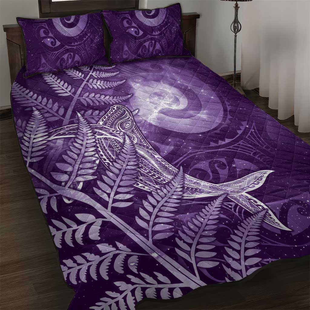 New Zealand Matariki Quilt Bed Set Maori Koru With Humpback Whale Purple LT05 Purple - Polynesian Pride