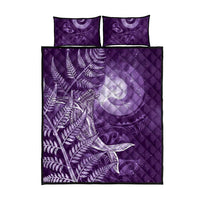 New Zealand Matariki Quilt Bed Set Maori Koru With Humpback Whale Purple