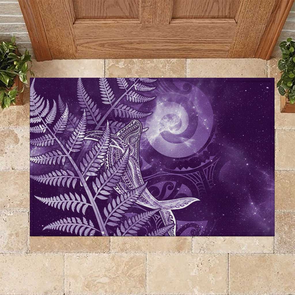 New Zealand Matariki Rubber Doormat Maori Koru With Humpback Whale Purple LT05 Purple - Polynesian Pride