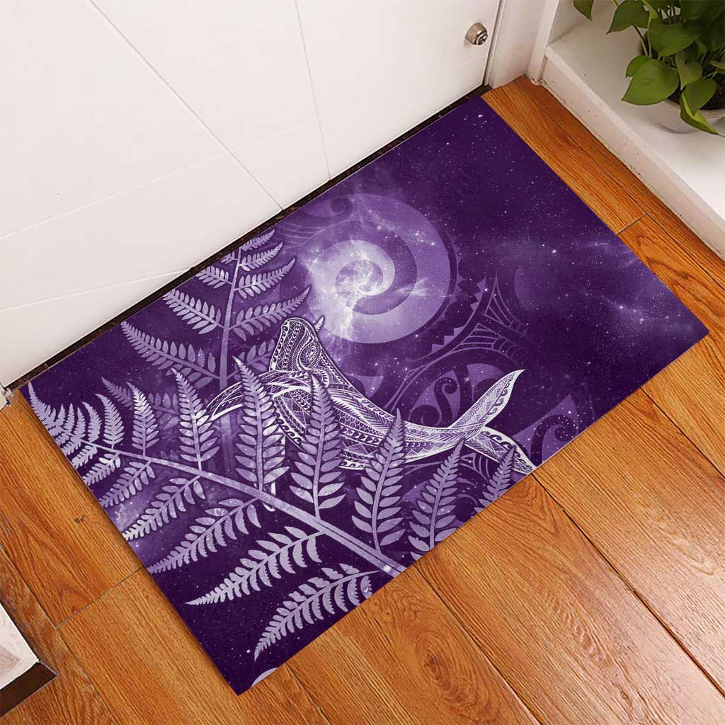 New Zealand Matariki Rubber Doormat Maori Koru With Humpback Whale Purple LT05 - Polynesian Pride