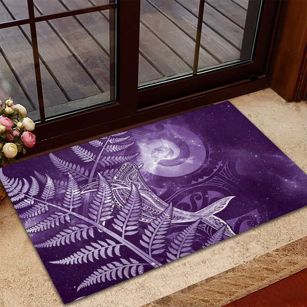 New Zealand Matariki Rubber Doormat Maori Koru With Humpback Whale Purple LT05 - Polynesian Pride