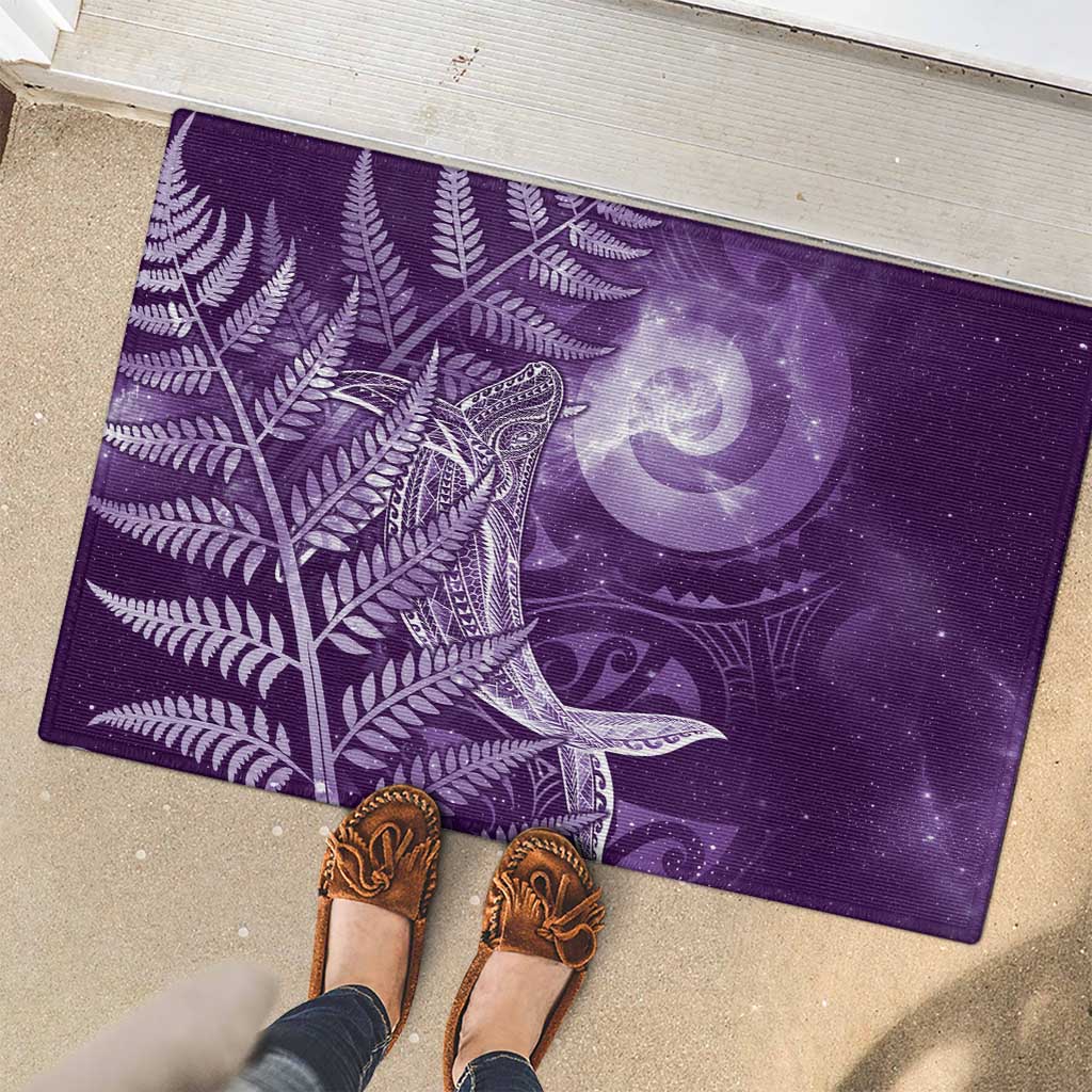 New Zealand Matariki Rubber Doormat Maori Koru With Humpback Whale Purple LT05 - Polynesian Pride