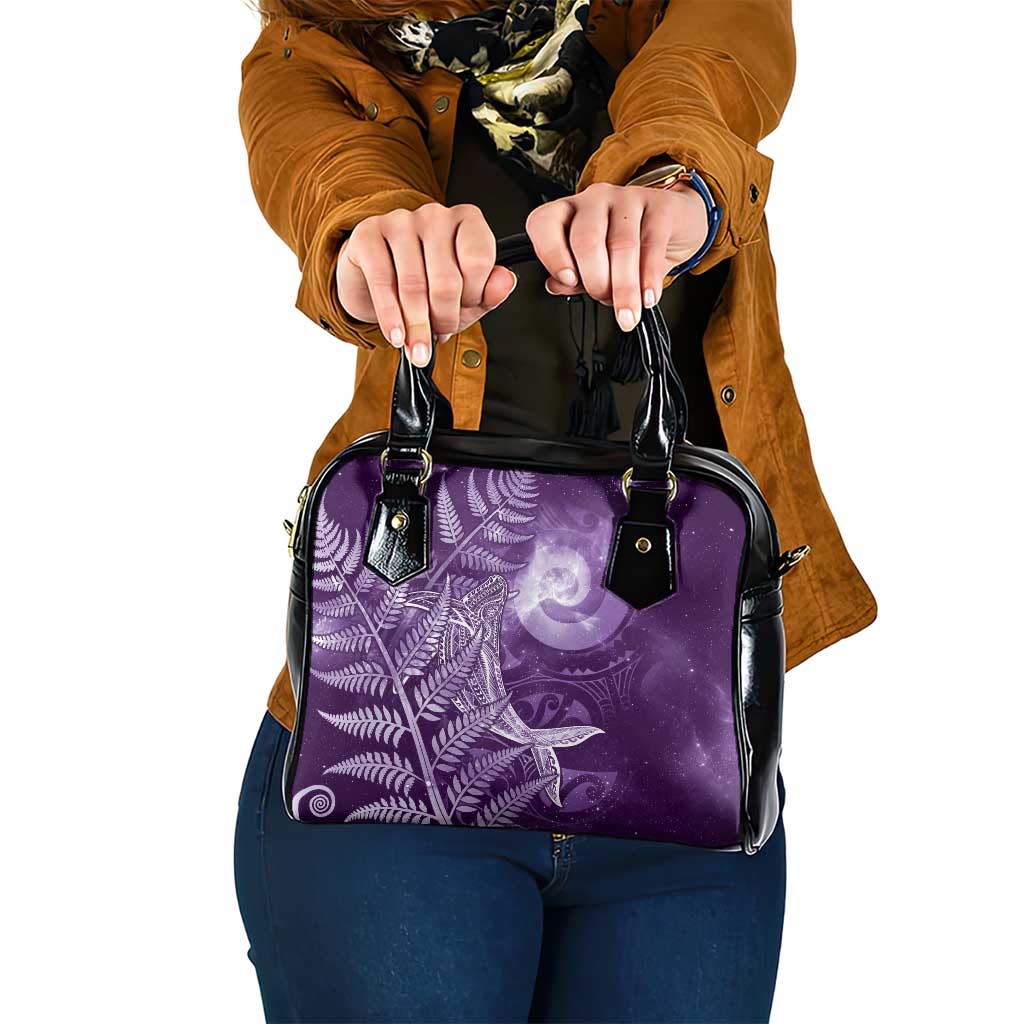 New Zealand Matariki Shoulder Handbag Maori Koru With Humpback Whale Purple LT05 One Size Purple - Polynesian Pride