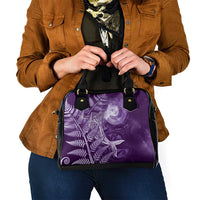 New Zealand Matariki Shoulder Handbag Maori Koru With Humpback Whale Purple LT05 - Polynesian Pride