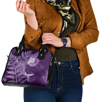 New Zealand Matariki Shoulder Handbag Maori Koru With Humpback Whale Purple LT05 - Polynesian Pride