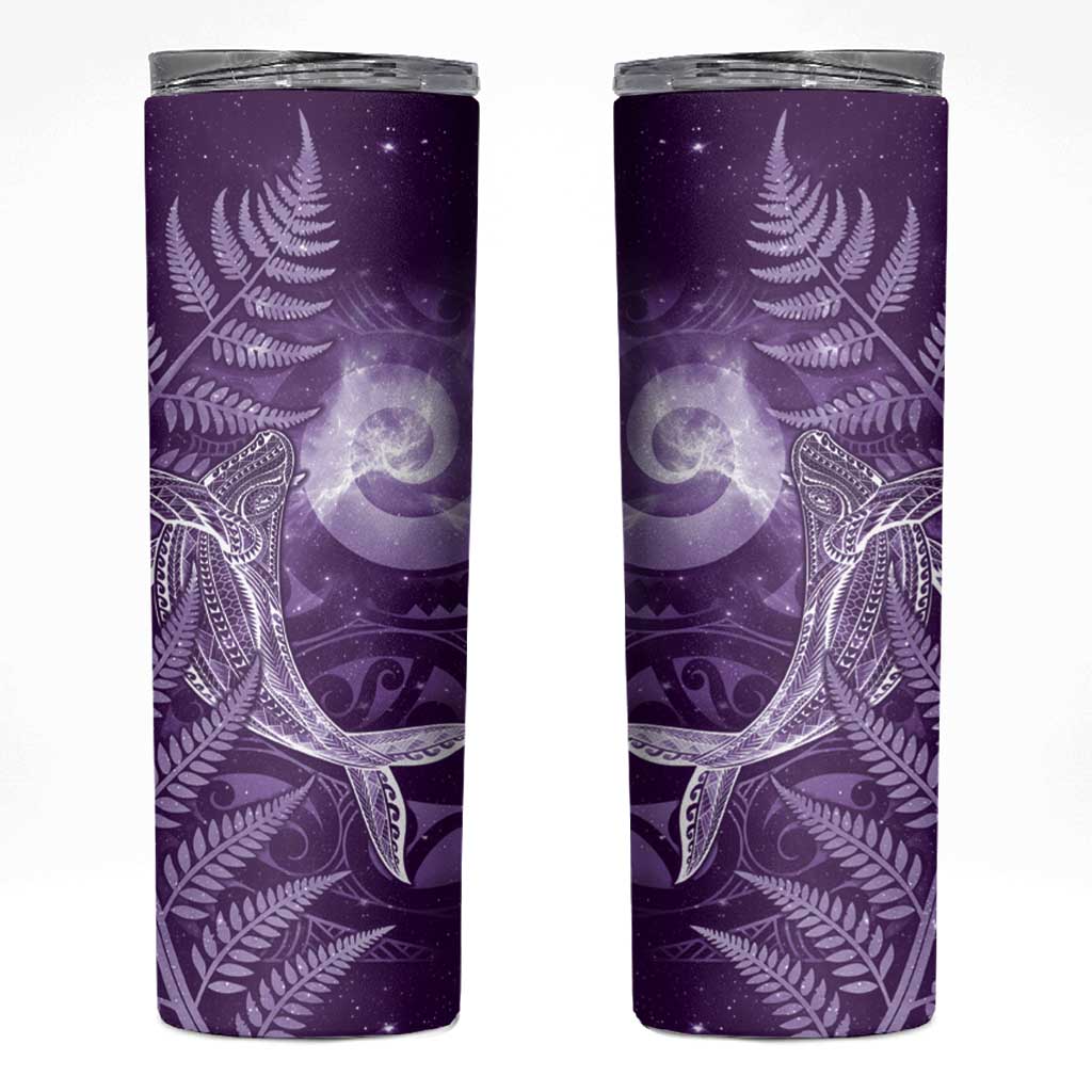 New Zealand Matariki Skinny Tumbler Maori Koru With Humpback Whale Purple LT05 Purple - Polynesian Pride