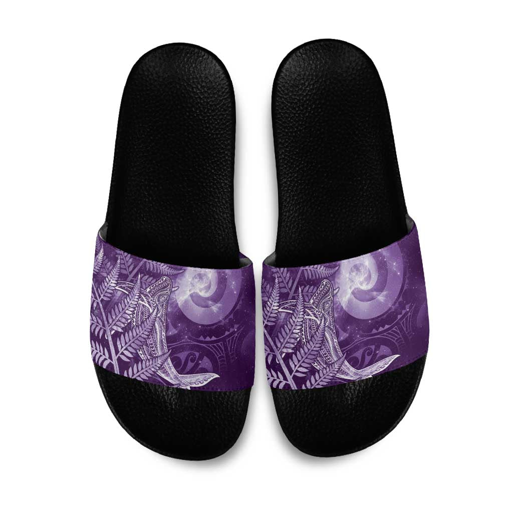 New Zealand Matariki Slide Sandals Maori Koru With Humpback Whale Purple LT05 Purple - Polynesian Pride