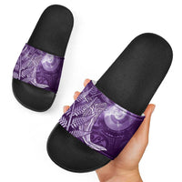 New Zealand Matariki Slide Sandals Maori Koru With Humpback Whale Purple LT05 - Polynesian Pride