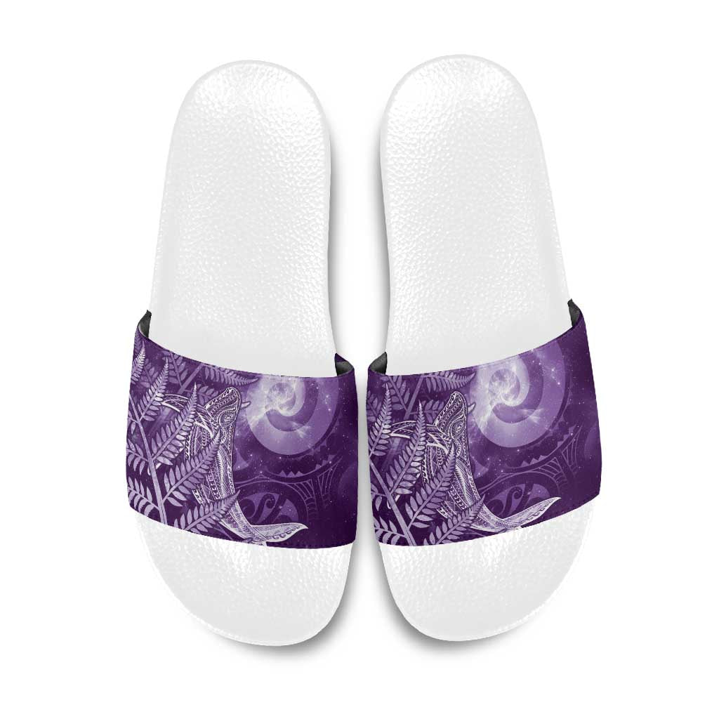 New Zealand Matariki Slide Sandals Maori Koru With Humpback Whale Purple LT05 Purple - Polynesian Pride