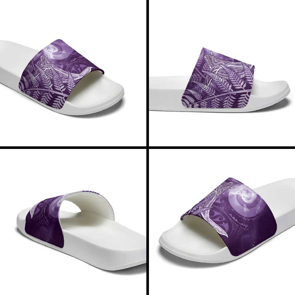 New Zealand Matariki Slide Sandals Maori Koru With Humpback Whale Purple LT05 - Polynesian Pride