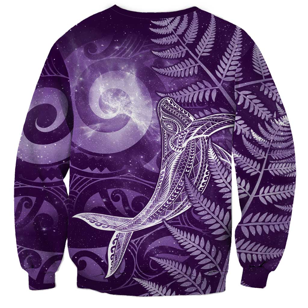 New Zealand Matariki Sweatshirt Maori Koru With Humpback Whale Purple LT05 - Polynesian Pride