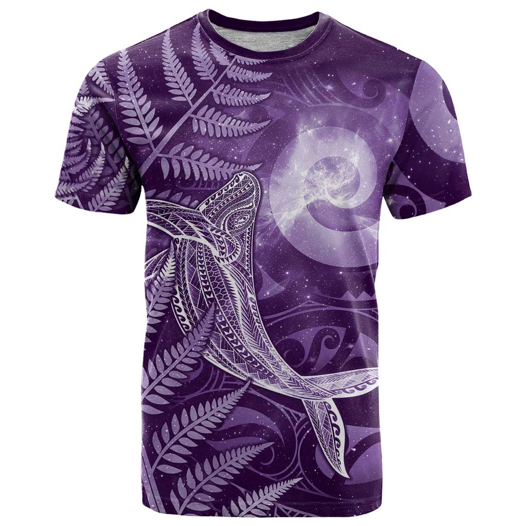 New Zealand Matariki T Shirt Maori Koru With Humpback Whale Purple LT05 Purple - Polynesian Pride