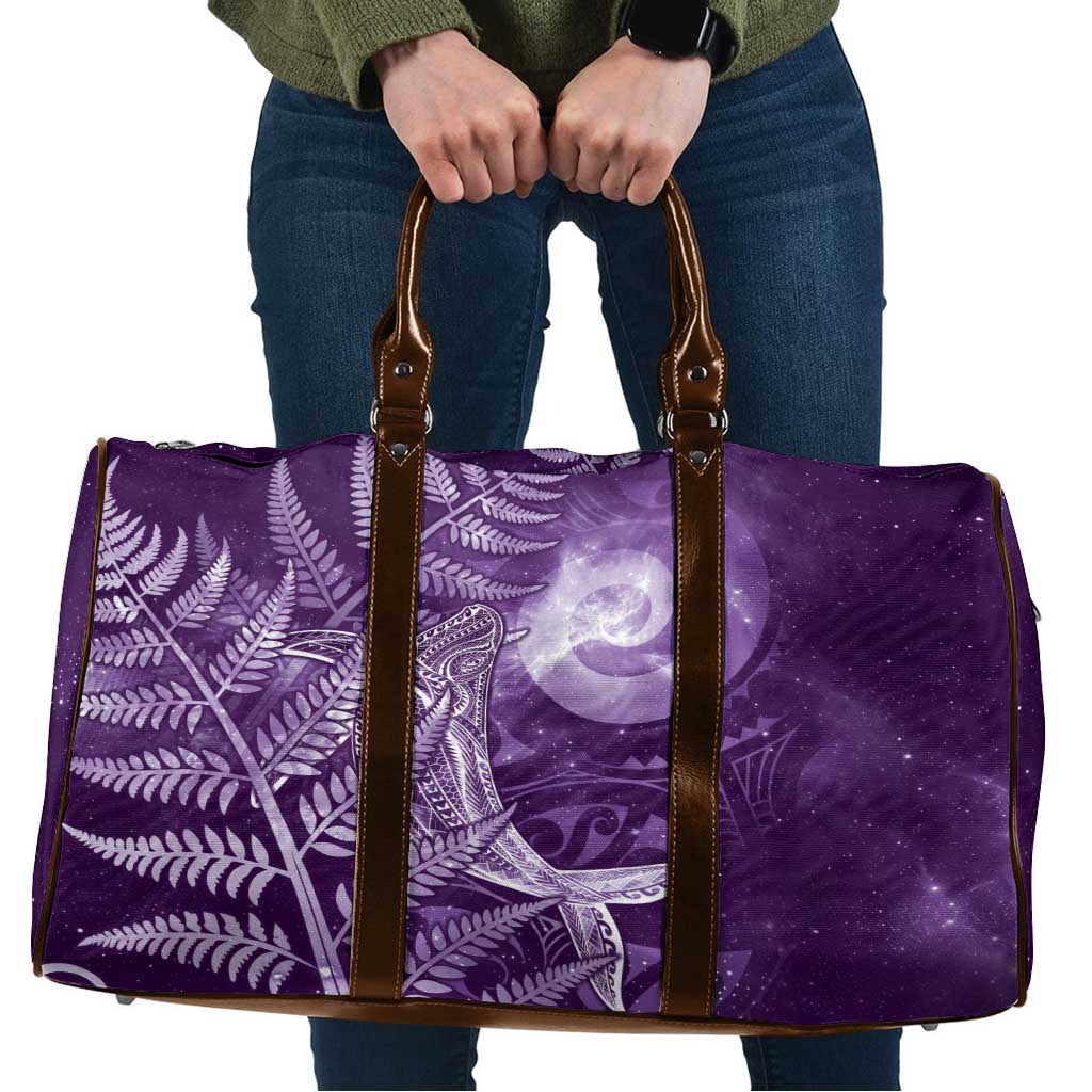 New Zealand Matariki Travel Bag Maori Koru With Humpback Whale Purple