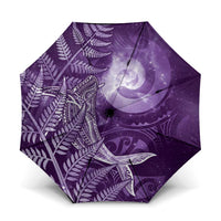 New Zealand Matariki Umbrella Maori Koru With Humpback Whale Purple LT05 One Size Folded 11.42 inch Opened Diameter 37.4 inch Purple - Polynesian Pride