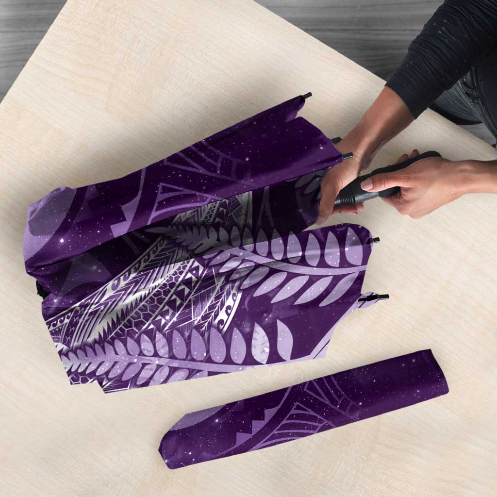 New Zealand Matariki Umbrella Maori Koru With Humpback Whale Purple LT05 - Polynesian Pride