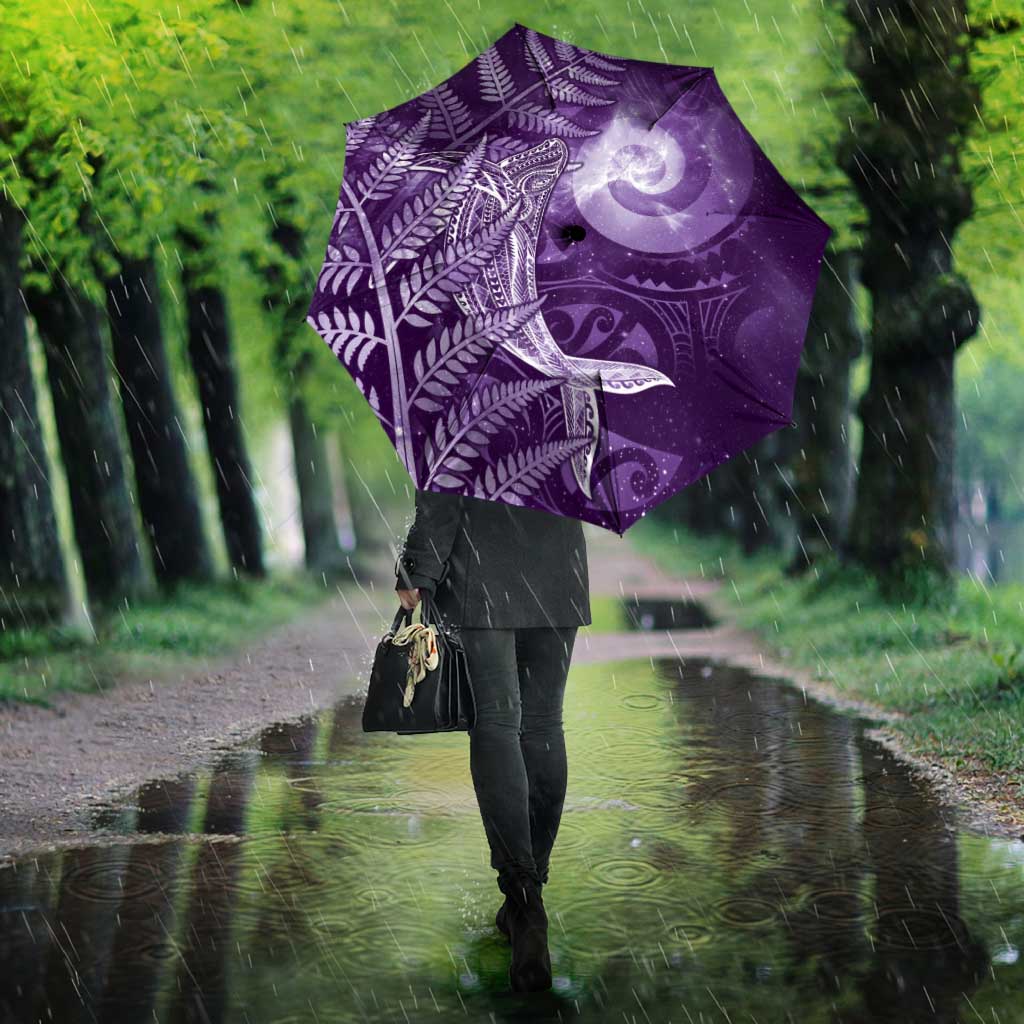 New Zealand Matariki Umbrella Maori Koru With Humpback Whale Purple LT05 - Polynesian Pride