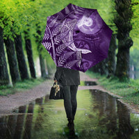 New Zealand Matariki Umbrella Maori Koru With Humpback Whale Purple LT05 - Polynesian Pride