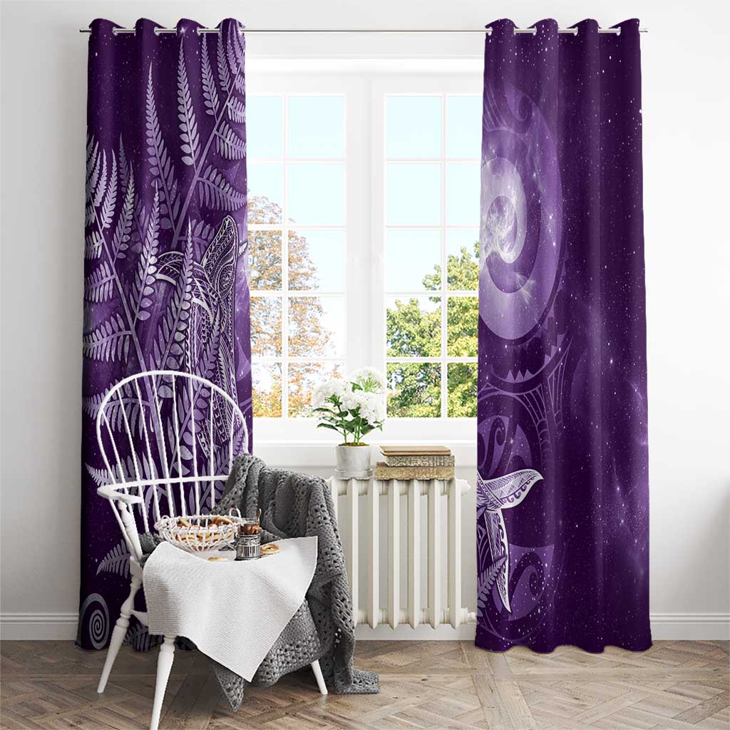 New Zealand Matariki Window Curtain Maori Koru With Humpback Whale Purple