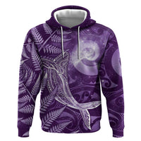 New Zealand Matariki Zip Hoodie Maori Koru With Humpback Whale Purple LT05 Pullover Hoodie Purple - Polynesian Pride
