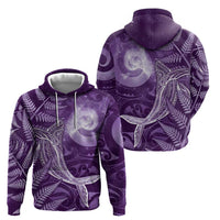 New Zealand Matariki Zip Hoodie Maori Koru With Humpback Whale Purple LT05 - Polynesian Pride