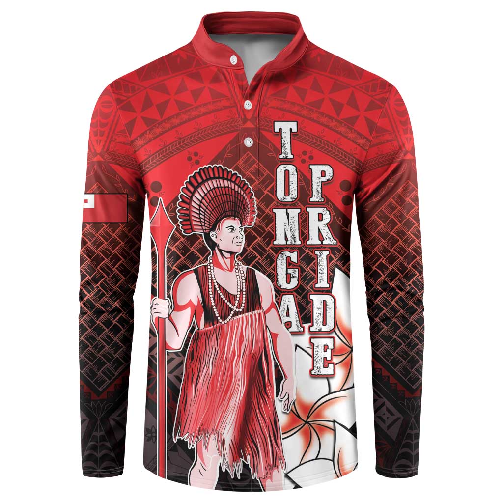 The First King Of Tonga Button Sweatshirt Tongan Pride LT05 Red - Polynesian Pride