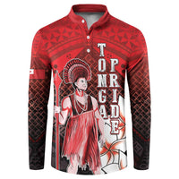 The First King Of Tonga Button Sweatshirt Tongan Pride LT05 Red - Polynesian Pride