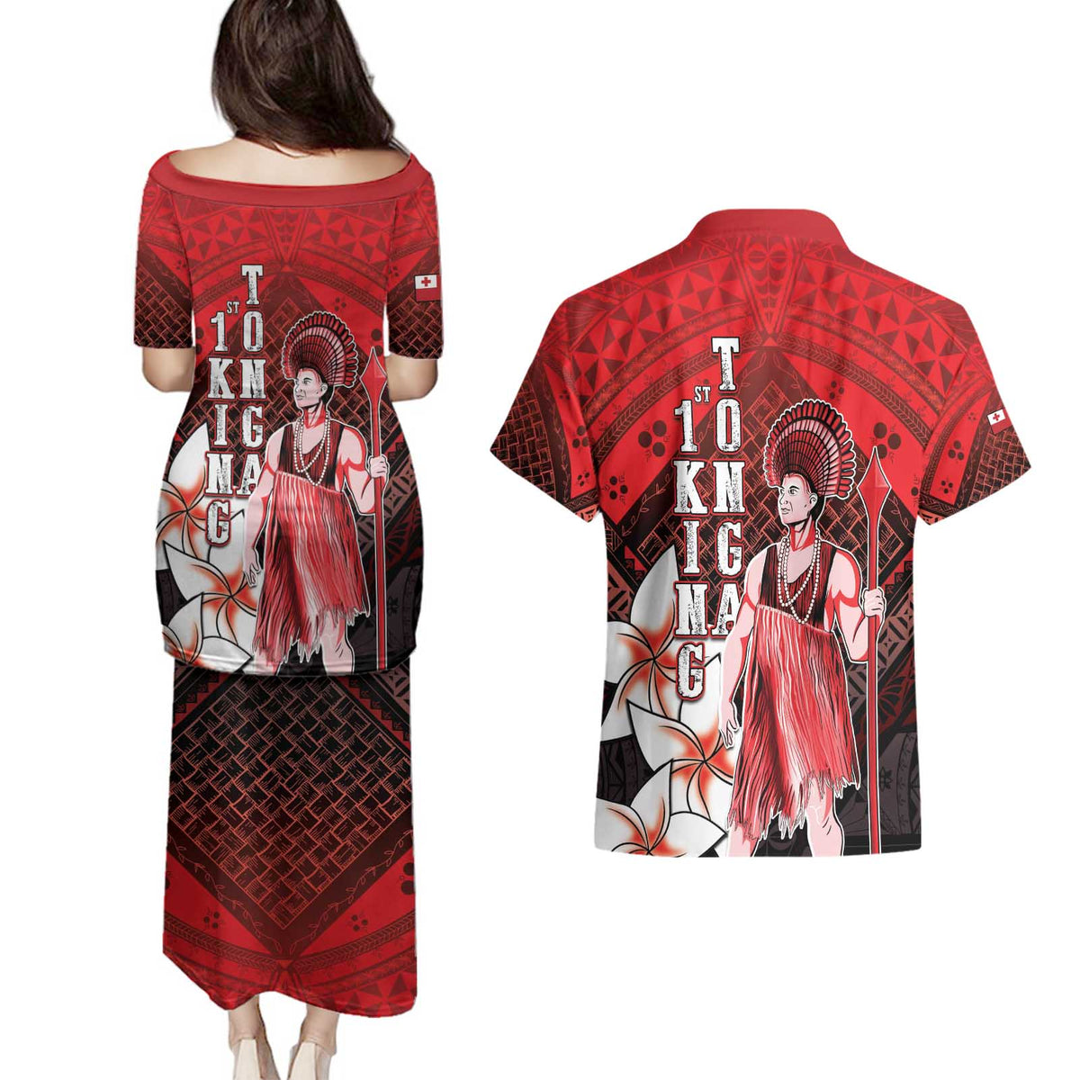 The First King Of Tonga Couples Matching Puletasi and Hawaiian Shirt Tongan Pride LT05 - Polynesian Pride