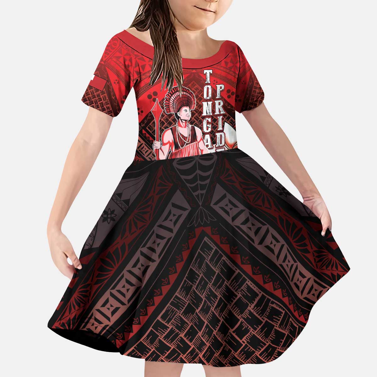 The First King Of Tonga Kid Short Sleeve Dress Tongan Pride LT05 KID Red - Polynesian Pride