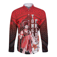 The First King Of Tonga Long Sleeve Button Shirt Tongan Pride LT05 Unisex Red - Polynesian Pride