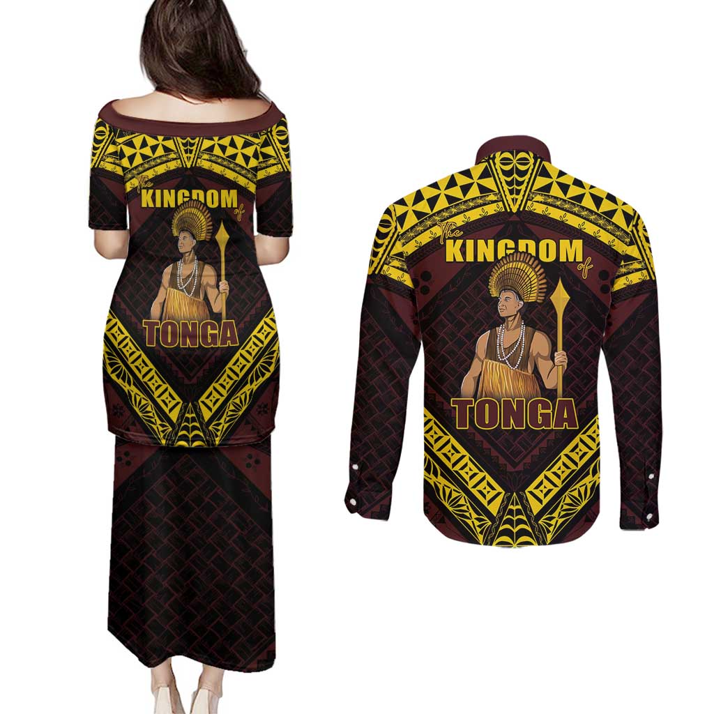 Tonga First King Couples Matching Puletasi and Long Sleeve Button Shirt Ahoeitu Know Your Roots LT05 - Polynesian Pride