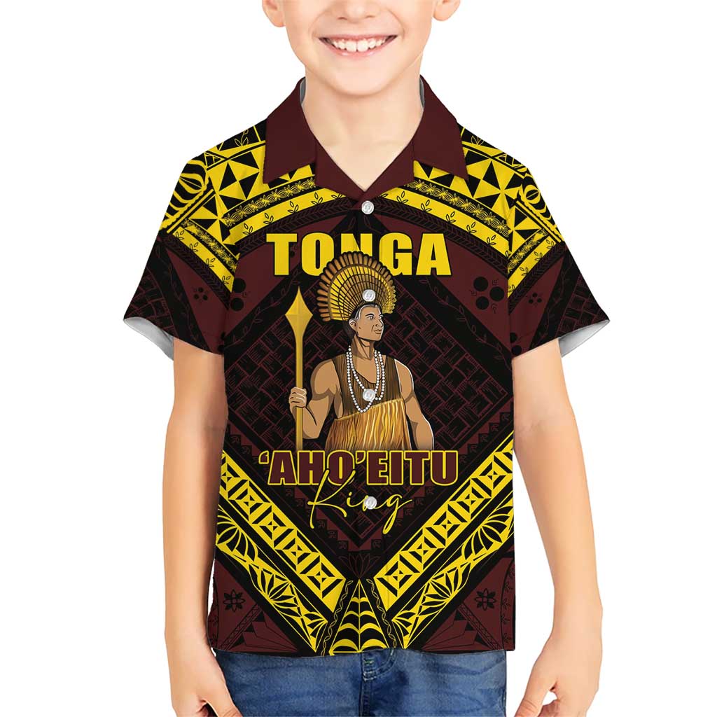 Tonga First King Kid Hawaiian Shirt Ahoeitu Know Your Roots LT05 Kid Maroon - Polynesian Pride