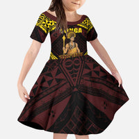 Tonga First King Kid Short Sleeve Dress Ahoeitu Know Your Roots LT05 KID Maroon - Polynesian Pride