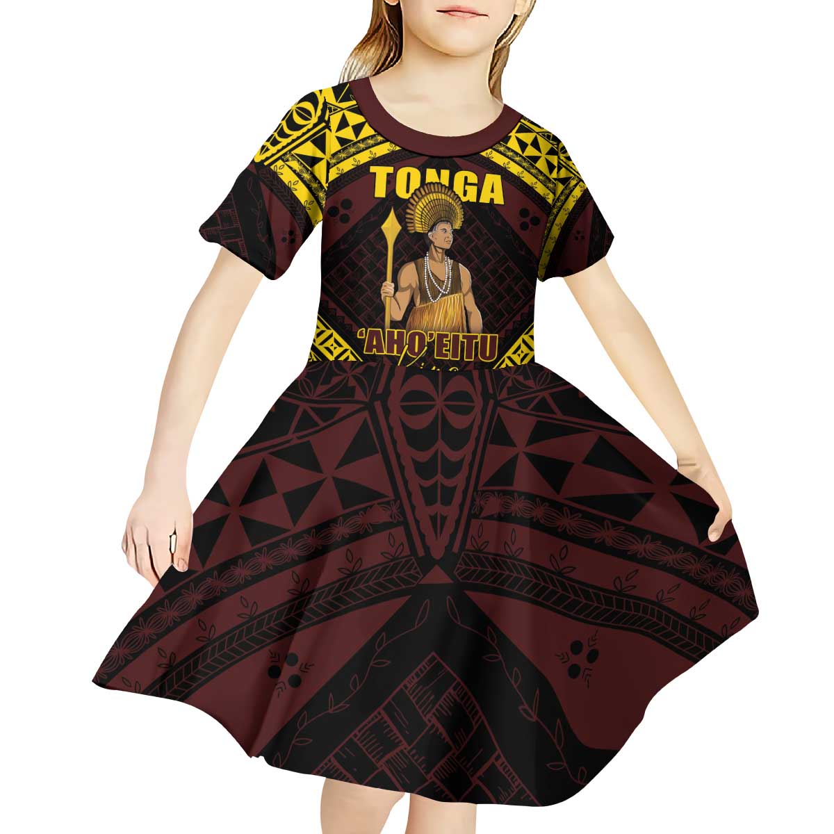 Tonga First King Kid Short Sleeve Dress Ahoeitu Know Your Roots LT05 - Polynesian Pride