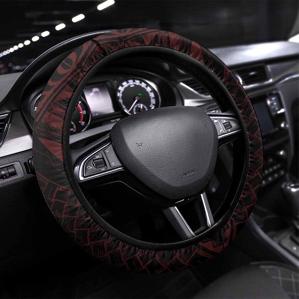 Tonga First King Steering Wheel Cover Ahoeitu Know Your Roots LT05 Universal Fit Maroon - Polynesian Pride