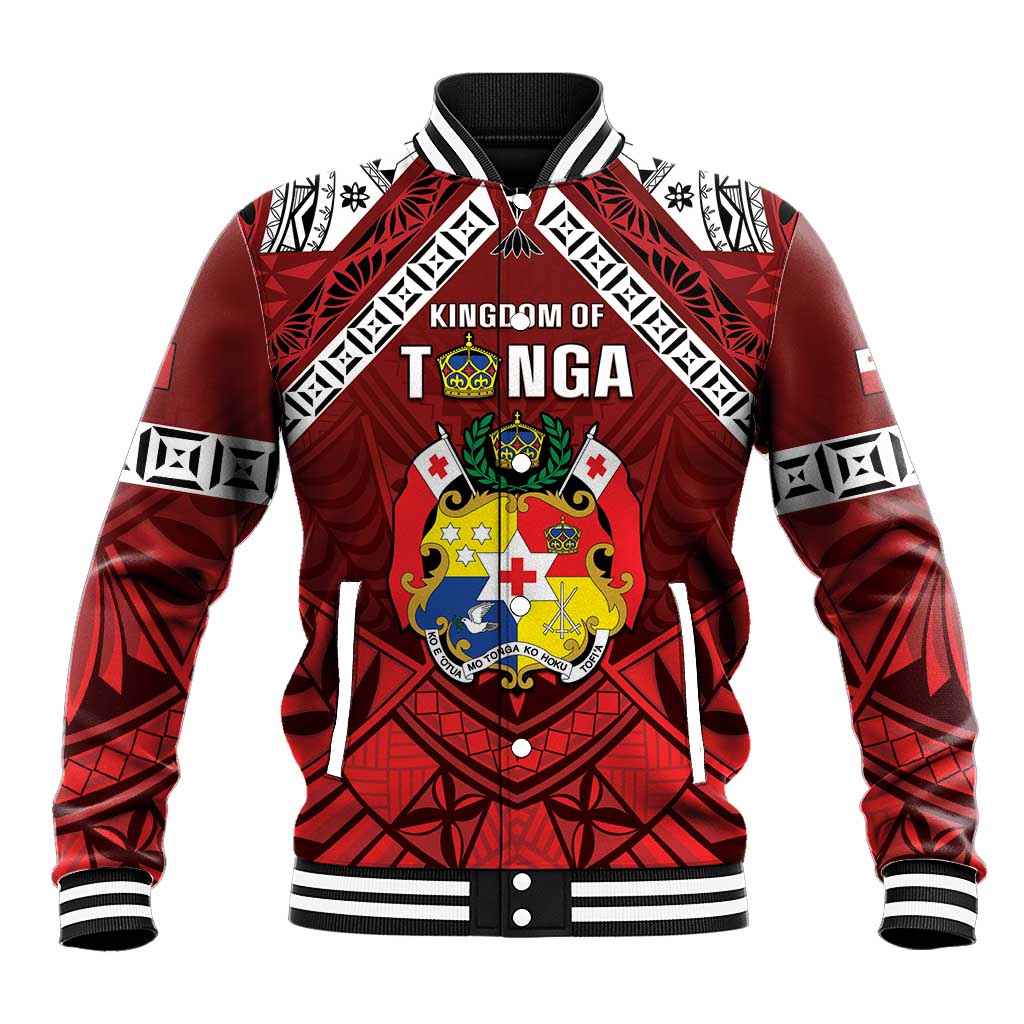 Tonga Emancipation Day Baseball Jacket Tongan Kupesi Pattern LT05 Unisex Red - Polynesian Pride