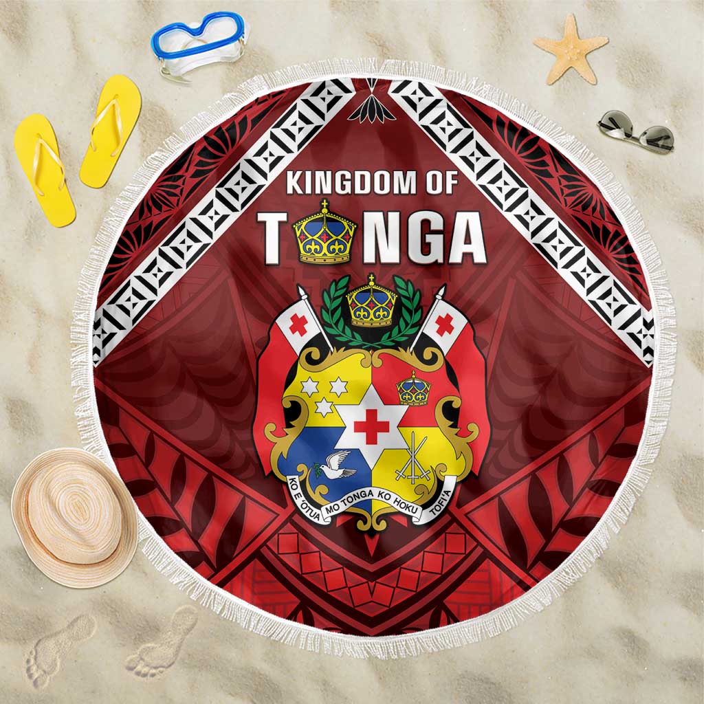 Tonga Emancipation Day Beach Blanket Tongan Kupesi Pattern LT05 One Size 150cm Red - Polynesian Pride