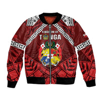Tonga Emancipation Day Bomber Jacket Tongan Kupesi Pattern LT05 Unisex Red - Polynesian Pride