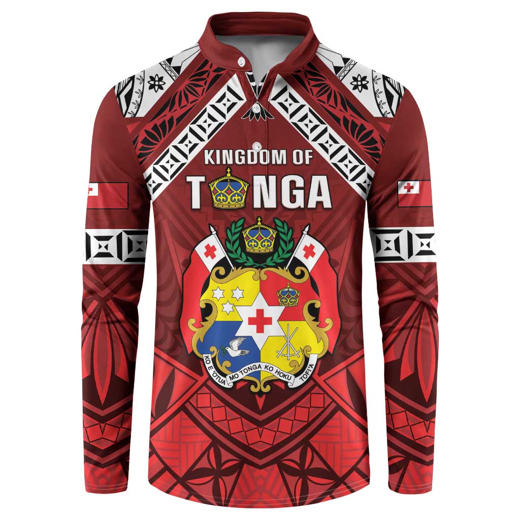 Tonga Emancipation Day Button Sweatshirt Tongan Kupesi Pattern LT05 Red - Polynesian Pride