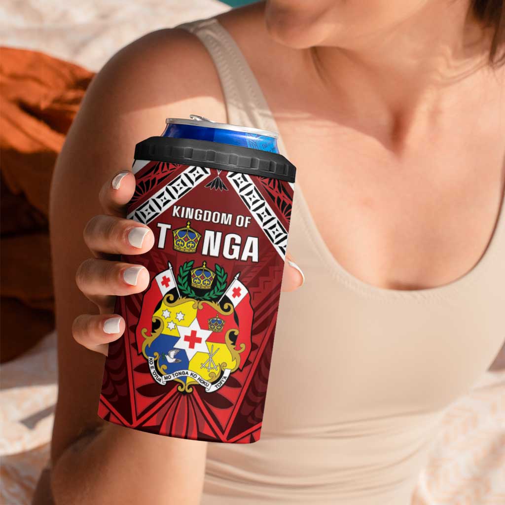 Tonga Emancipation Day 4 in 1 Can Cooler Tumbler Tongan Kupesi Pattern LT05 - Polynesian Pride