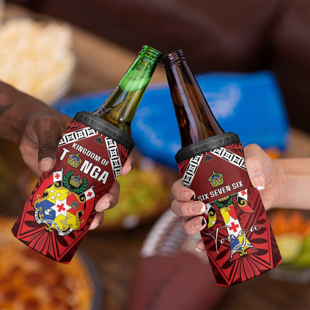 Tonga Emancipation Day 4 in 1 Can Cooler Tumbler Tongan Kupesi Pattern LT05 - Polynesian Pride
