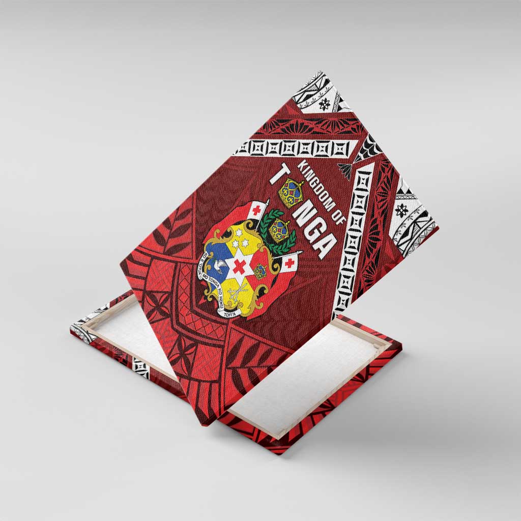 Tonga Emancipation Day Canvas Wall Art Tongan Kupesi Pattern LT05 With Frame Red - Polynesian Pride