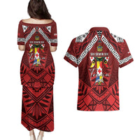 Tonga Emancipation Day Couples Matching Puletasi and Hawaiian Shirt Tongan Kupesi Pattern LT05 - Polynesian Pride