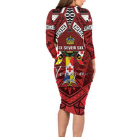 Tonga Emancipation Day Family Matching Long Sleeve Bodycon Dress and Hawaiian Shirt Tongan Kupesi Pattern