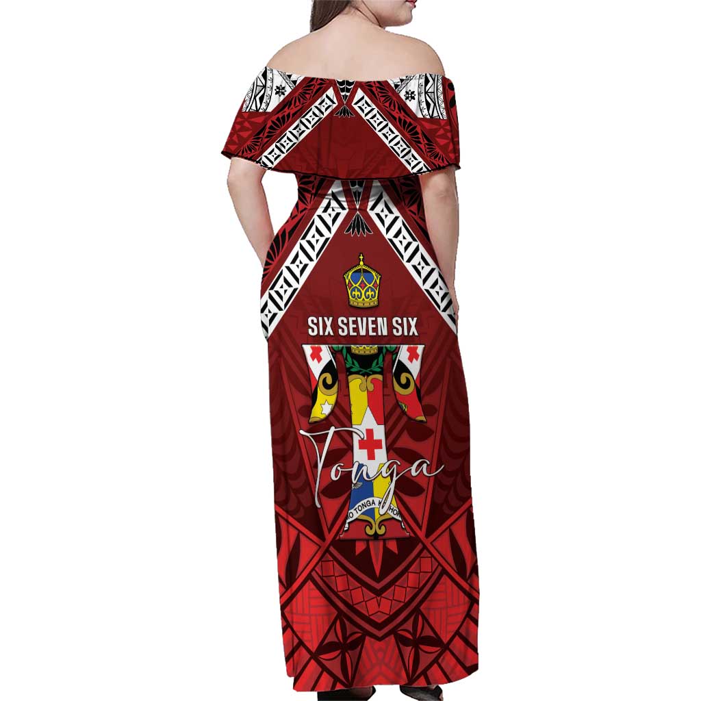 Tonga Emancipation Day Family Matching Off Shoulder Maxi Dress and Hawaiian Shirt Tongan Kupesi Pattern